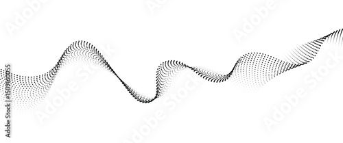 Flowing Dot Wave halftone gradient pattern on transparent background.

