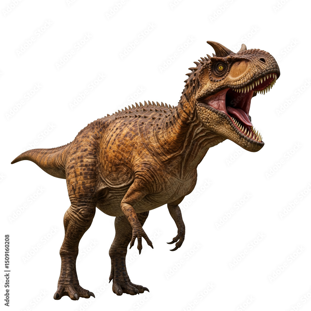 Fototapeta premium highly detailed predatory dinosaur growls isolated on transparent background
