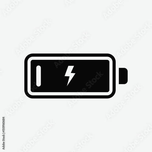Minimalist Black and White Charging Icons Set – Battery, Cable, and Smartphone Symbols in Grid Layout