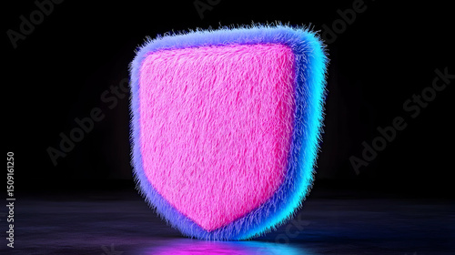 Glowing Pink And Blue Shield With Neon Light Effect