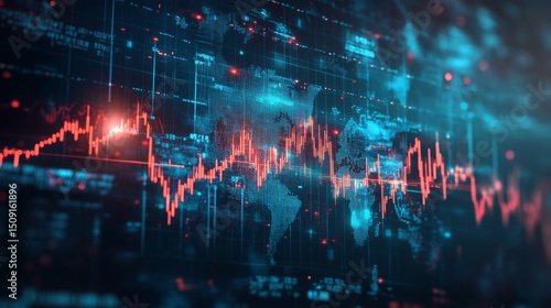 Plummeting stock values impacting financial markets global overview chart analysis digital environment economic downturn
