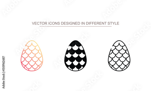 Dragon Egg icon design with white background stock illustration