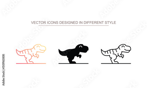T Rex icon design with white background stock illustration
