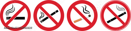 No Smoking Sign - Red Circle with Cigarette Prohibition Symbol - Tobacco-Free Zone, Anti-Smoking Warning, Health Awareness, Smoking Cessation, Public Safety Notice