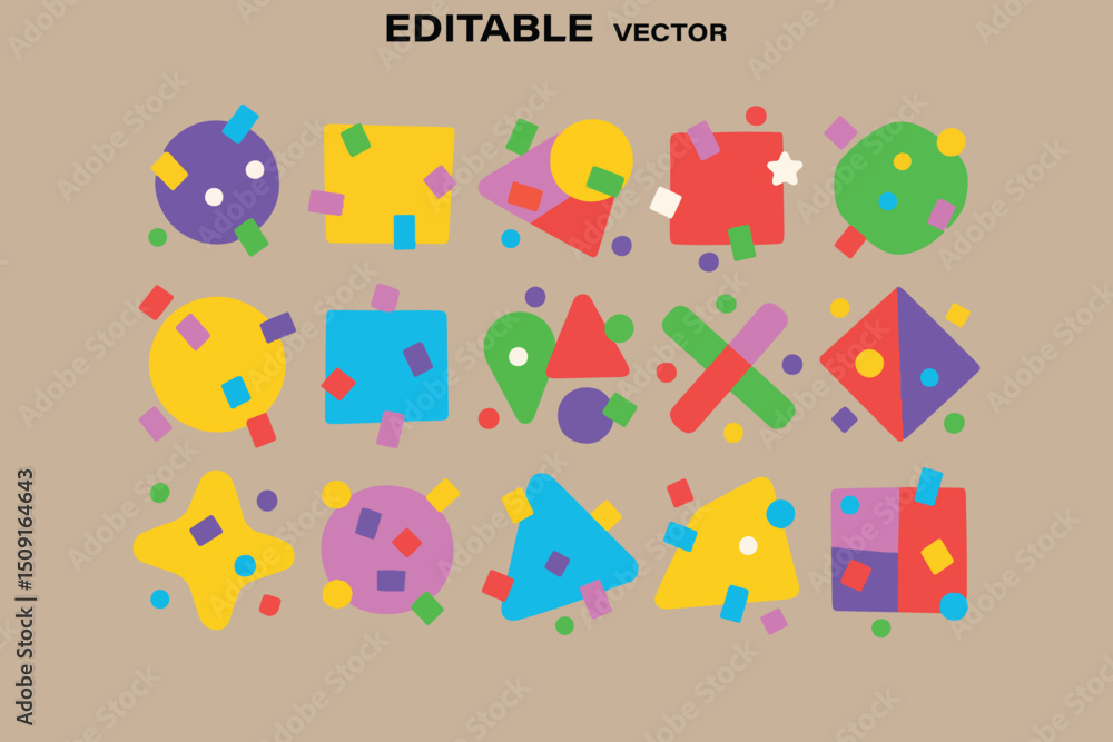 Fototapeta premium Abstract Geometric Shapes Pattern with Confetti Modern Vector Design for Backgrounds and Creative Projects