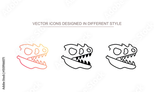 Dinosaur Skeleton icon design with white background stock illustration