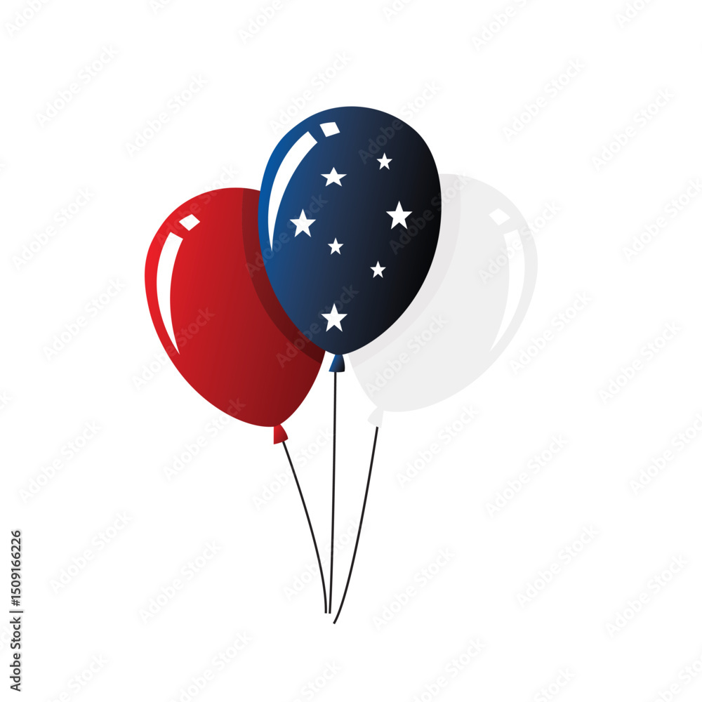 Naklejka premium Balloons Shape USA Flag vector image, American Independence Day Balloon Flag, USA flag colored Balloons, Flag of United States,