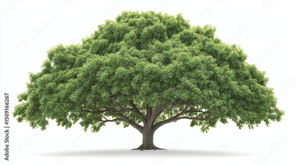 Fototapeta premium Majestic tree growing in a serene landscape nature photography vibrant green leaves from an aerial view for environmental awareness