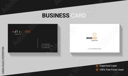 Professional Double-sided simple clean horizontal business card template
