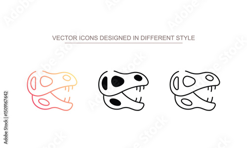 Dinosaur Skeleton icon design with white background stock illustration