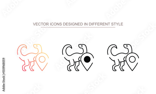 Dinosaur Location icon design with white background stock illustration