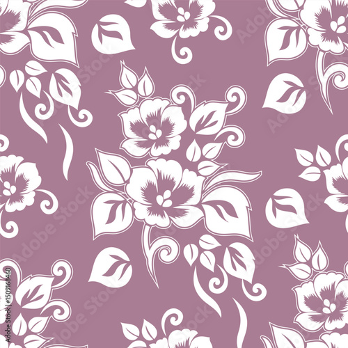Seamless pattern with flowers and floral elements, nature life, vector illustration