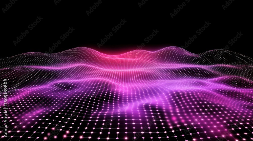 Abstract pink and purple glowing wave particles background. Abstract pink and purple glowing wave particles background.