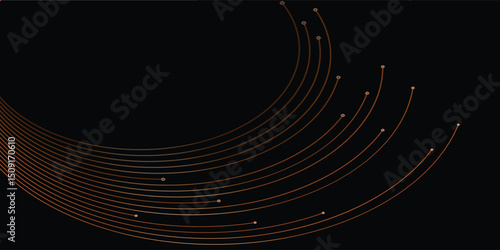Abstract Gold Lines on Black Background Design. A sophisticated abstract design featuring curved gold lines radiating outward on a pure black backdrop.