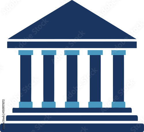Classic bank building with pillars icon for economic, educational, or government designs