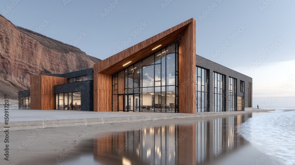 Fototapeta premium Modern architectural building by the sea.