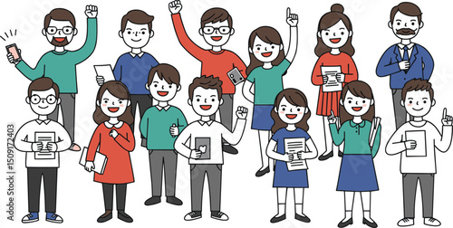 手描きイラスト　老若男女のセット