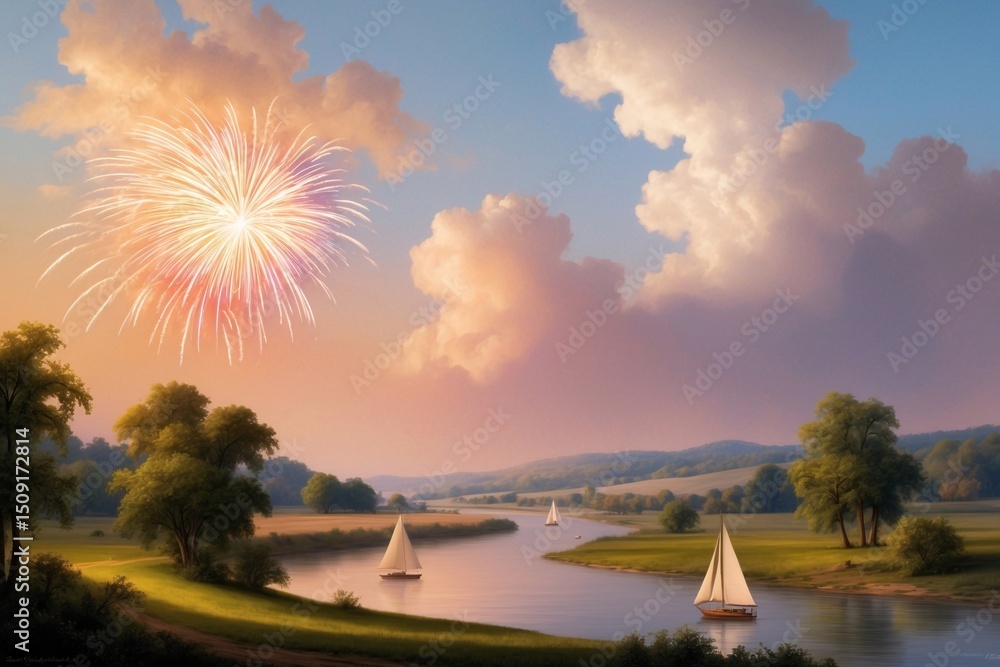 Obraz premium USA celebration backdrop, 4th of July background, Independence Day background, Patriotic background, USA background, American holiday background