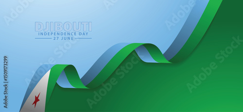 Djibouti independence day 27 June flag ribbon vector poster