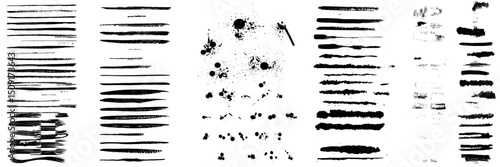 Beautiful Brushes vector collection. Grunge Elements - Brush strokes, ink paint brushes, grunge lines. Rectangle text box for social media and network. vector