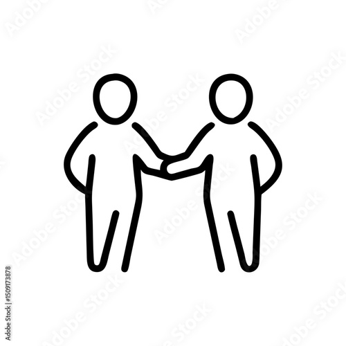 Two people shaking hands in a minimalist line art style  