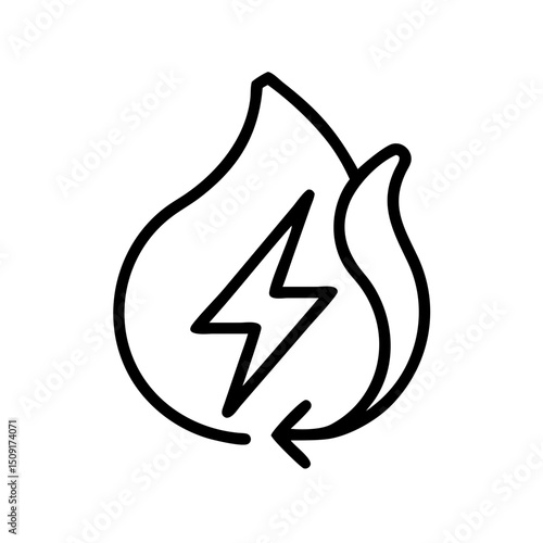 Energy symbol combining flame and lightning in minimalist style  