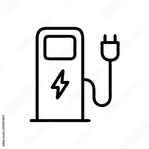 Electric vehicle charging station icon in minimalist line design  
