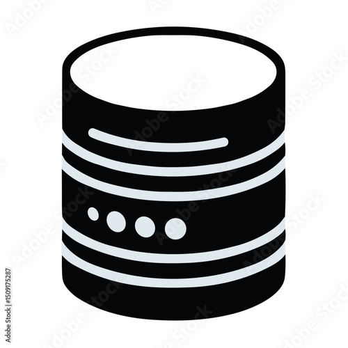 Database storage vector icon with transparent background for cloud storage and data management concept