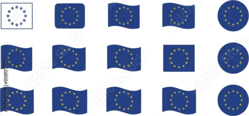 vector set of Flag of Europe icon set
