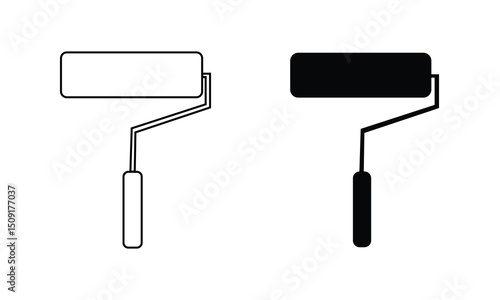 Paint roller vector icon. Painting and Home Renovation tools icon. Color brush. Wall paint brush vector icon.