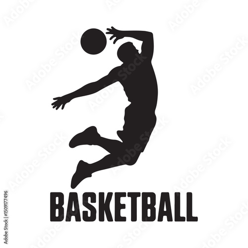 Dynamic Silhouette of a Basketball Player in Mid-Jump