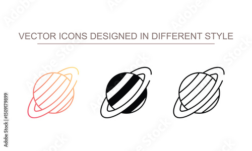 Saturn icon design with white background stock illustration