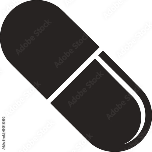 Flat pill icon used in medical infographics, drug store banners, and digital health media
