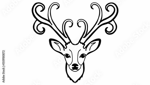 a deer head with decorative antlers,