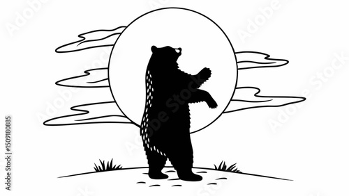 bear silhouette against a full moon