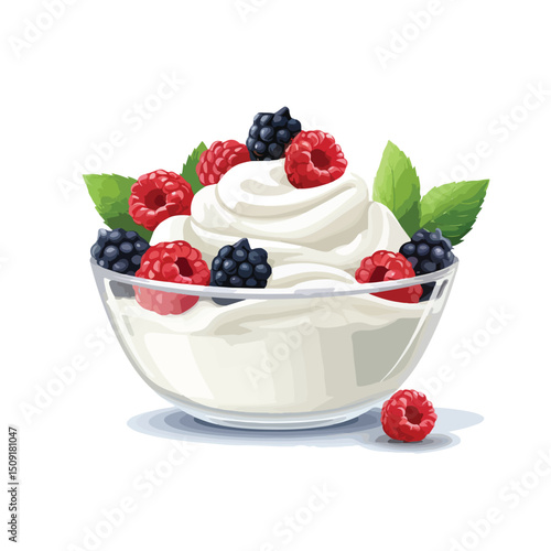 Delicious Yogurt Cream Dessert Icon Isolated Vector for Culinary Designs
