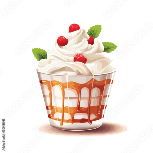 Professional Vector Icon of Sweet Yogurt Cream Dessert for Culinary Designs