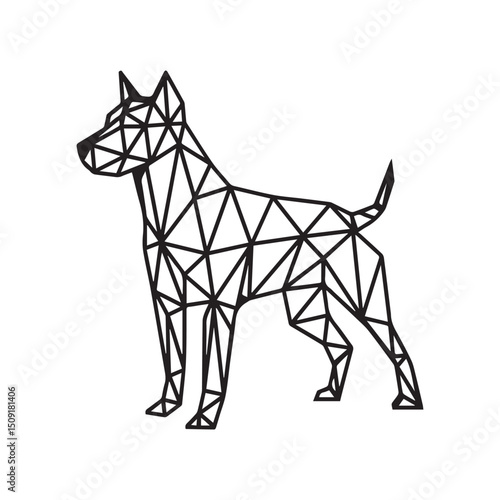 Low Poly Dog Icon Silhouette in Vector black and white