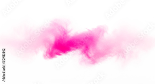 A pink cloud of powdery smoke spreading evenly across a transparent background.