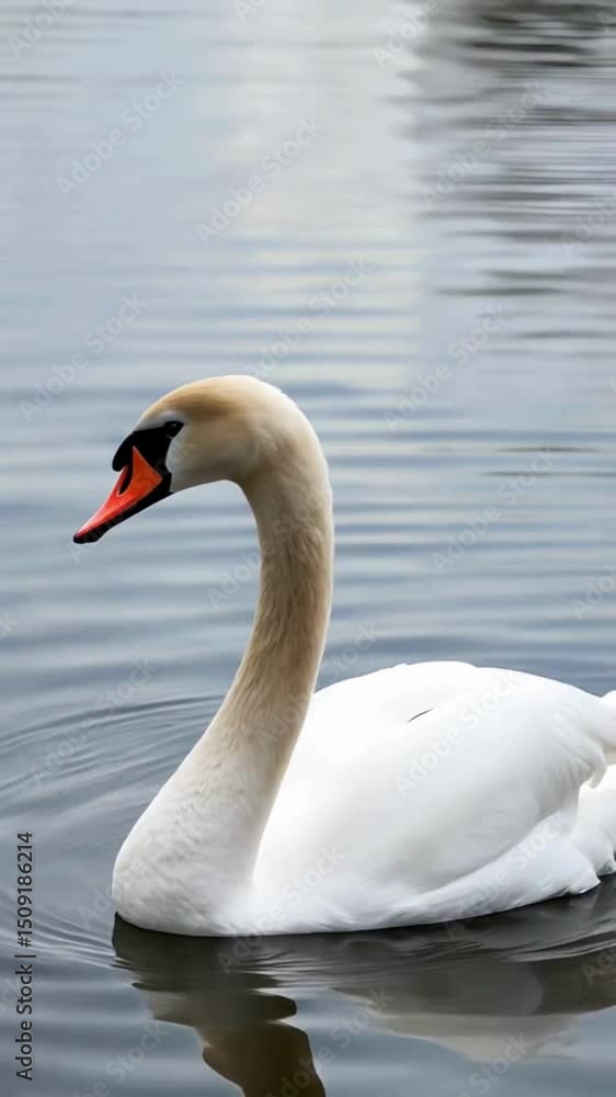 A beautiful white swan swim in lake. A beautiful white swan swim in lake.