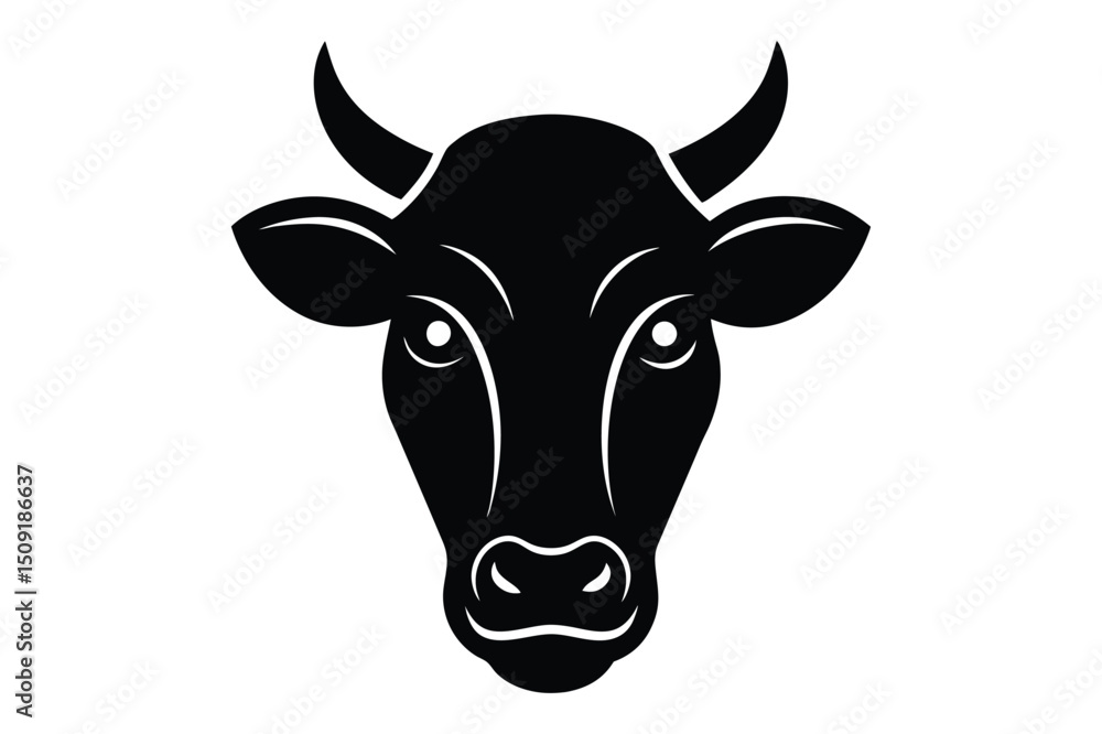 Simple cow head vector in silhouette style | clean cattle icon for minimal design use Simple cow head vector in silhouette style | clean cattle icon for minimal design use
