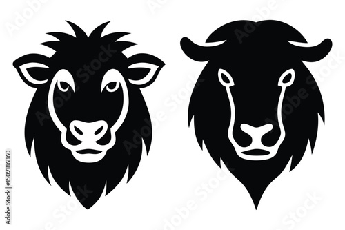 Wallpaper Mural Black silhouette of cow head in vector format | clean agricultural animal artwork Torontodigital.ca