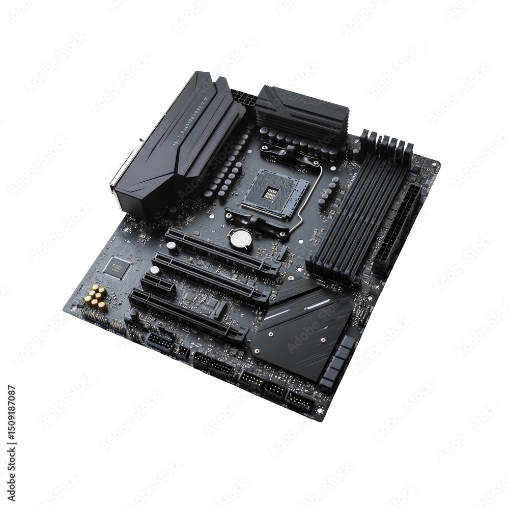 Blank Motherboard Template With Component isolated on a transparent background Blank Motherboard Template With Component isolated on a transparent background
