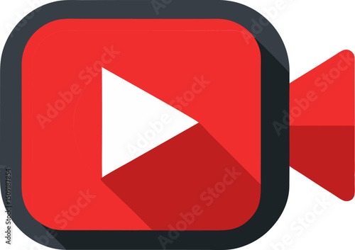 Red video button icon for YouTube alternatives, media controls, and motion content visuals