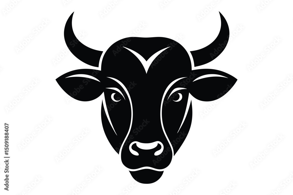 Cattle head vector silhouette in dark tone | elegant profile of farm animal head Cattle head vector silhouette in dark tone | elegant profile of farm animal head