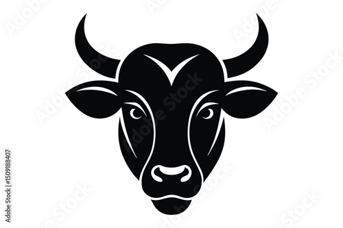 Cattle head vector silhouette in dark tone | elegant profile of farm animal head