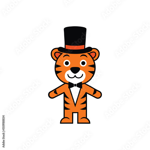 tiger in a magician-s hat vector
