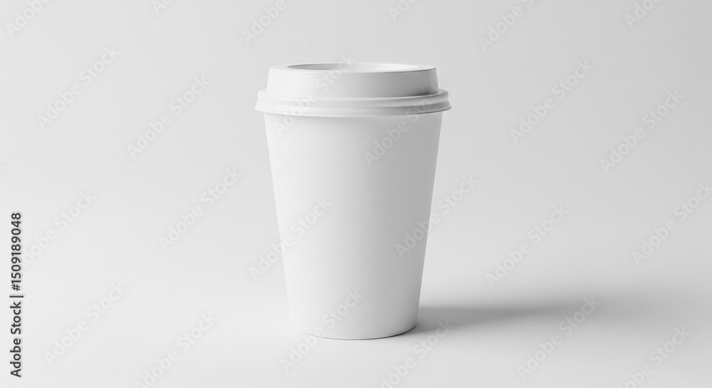 White paper coffee cup on grey background. Mockup for design. Created using generative AI tools
White paper coffee cup on grey background. Mockup for design. Created using generative AI tools