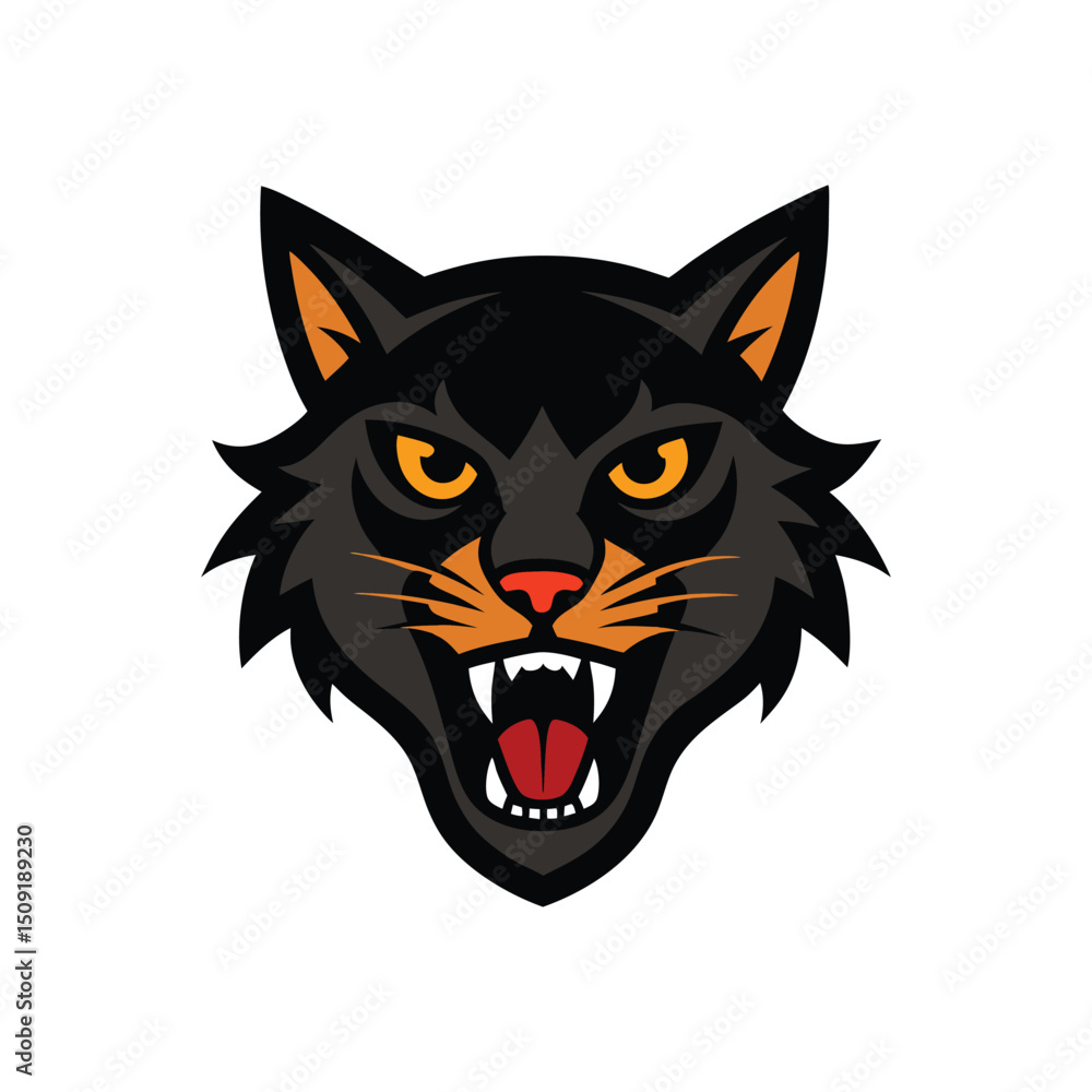 Fototapeta premium roaring cat head vector