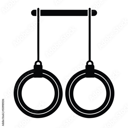 Gymnastic Rings Calisthenics Equipment Silhouette Vector Art Illustration
